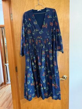 Ulla Johnson Navy Floral Midi Dress